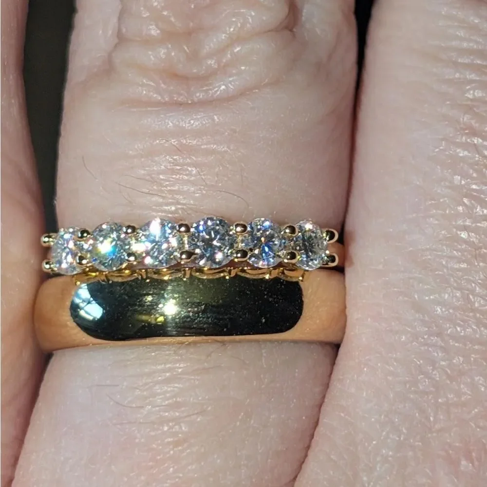 14K Gold 3mm Band Ring Dainty Women Stackable Pinky Stainless Steel Stamped